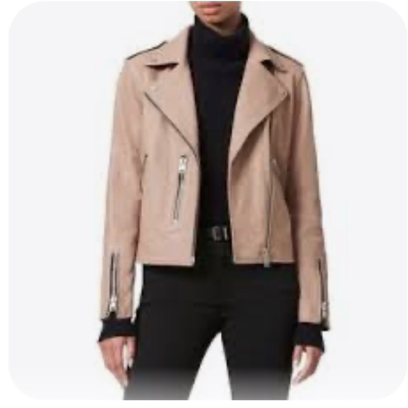 All Saints Jackets & Blazers - AllSaints Blush Pink 100% Goat Leather Suede Dalby
Biker Jacket Sz 8 (M)
